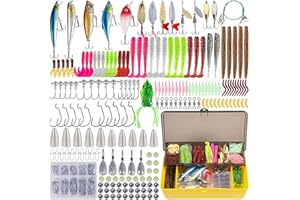Leurres de pêche Kit avec Boîte à Outils Portable, RoseFlower Appât Flottante Set Appât de Pêche Hameçons Basse Accessoires avec Spinnerbaits, Plastique vers, Minnow, Crochets de Pêche - Fishing Lure