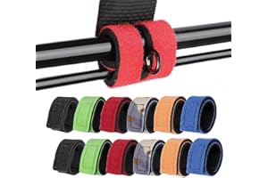 Tundwhite 12 Stück Angelruten Gurte Angelrute Gürtel 6 Farben Angelrutenriemen Angel Rutenbänder Elastisches Angeln Rutenband für Bündeln Angelruten, Badmintonschläger, Golfschläger