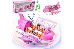 LEEWENYAN Electric Airplane Toy for Toddlers, 360° Rotating Aeroplane Toys with LED Light & Music, Aeroplane Gifts for Boys Girls Children, Stunt Aircraft Toy Airliner Plane Passenger Model (Pink)