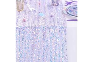 LUPATDY Tischläufer 63X300CM, Dekorative Tischbänder & Servietten, Meerjungfrau Pailletten Deko, Tischläufer Papier für Party Deko,Taufe, Kommunion, Konfirmation Hochzeit Deko,Lila