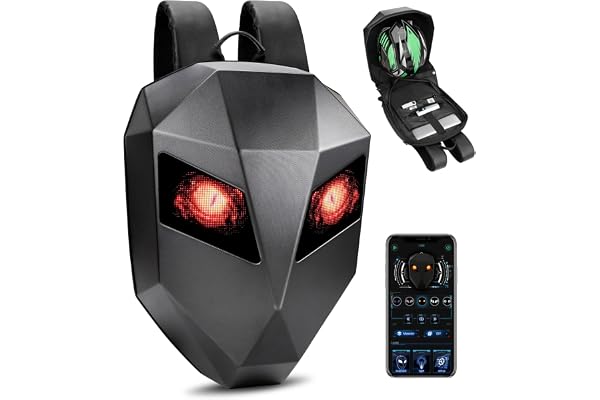 JCPYIUL Sac à dos pour casque de moto, Sac à dos programmable pour moto, sac à dos LED, Sacoche pour casque avec affichage LED, Sac à bandoulière imperméable à coque rigide 3D