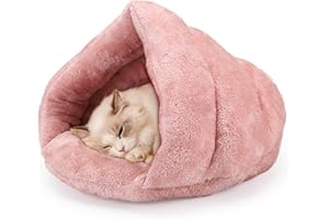 ALLSOPETS Letto Ortopedico per Gatti e Cani Piccoli Tenda per Gatti Grotta Accogliente a Forma di Triangolo con Fondo Antiscivolo per Un Sonno Confortevole (Rosa Ciliegia, L)