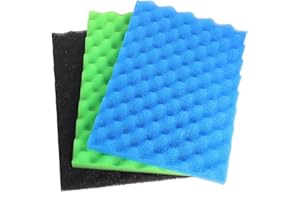 INGVIEE Compatible Jardín Estanque de Pez Esponja de Filtro pour Lotus Green Genie 12000 (1x Negro Grueso, 1x Azul Medio, 1x Verde Fino)