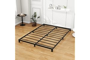 VERFARM 12cm Low 4ft6 Double Bed frame, Metal Bed 135x190 cm, Double Size Heavy Duty Metal Platform Bed Frame with Steel Slat Support, No Box Spring Needed,Easy Assembly, Noise Free, Black