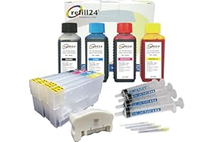 refill24 Cartucce ricaricabili compatibili per 405 / 405XL nero e a colori, con resettatore e accessori + 400 ml di inchiostro
