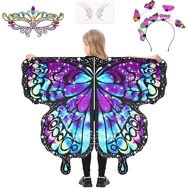 Ailes De Papillon Écharpe Femme - Cape Papillon Adulte Avec Bandeau Et Accessoires, Parfait Pour Halloween, Carnaval, Cosplay