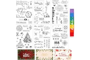 ROEOWENE 6 PCS Timbri in Silicone Natale con Tampone Timbri Trasparenti per Scrapbooking Christmas Clear Stamps Set Timbro in Silicone Trasparente Timbri Natalizi Regalo per fai da te Carta,Journal