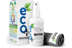Ecomoist Natural Lens Cleaner 100ml – Alcohol-Free Spray with Microfibre Cloth – Streak-Free, Anti-Static Cleaning for Glasses, Camera Lenses, Binoculars, and Screens