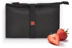 IRIS BARCELONA - Bolsa Merienda Portalimentos Snack Bag, Negra Jaspeada | Bolsa Porta Alimentos | Porta Bocadillos, Envoltorios Reutilizables y Ecológicos sin BPA