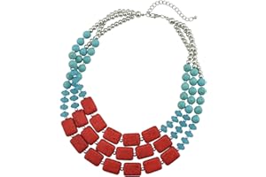 Bocar Personalized Big Statement Turquoise Chunky Necklace for Women Gifts
