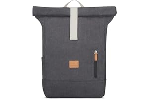 Johnny Urban Rolltop plecak damski i męski – Adam Large – kieszeń na laptopa 16" – wytrzymałe bawełniane płótno – odporny na działanie wody, grafit / czarny, jeden rozmiar