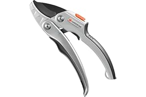 Gardena Forbici a cricchetto SmartCut: Stabili forbici con tagliente a incudine, con meccanismo a cricchetto e impugnature in alluminio (8798-20)