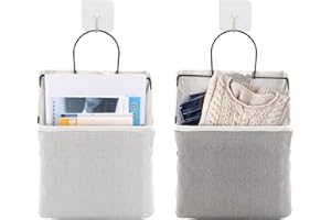 Venga amigos Sac de Rangement Suspendu 2 Pièces Étagère Mural Organiseur Poche en Tissu avec Cadre en Métal pour Chambre Salle Bain Cuisine