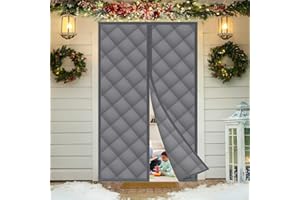 NUTKIT Cortina Aislante Magnética, 90x210cm Magnética Cortina de Puerta Autoabsorbente, Impermeable y Insonorizante de Cortinas Térmica magnéticas, para Balcón Sala Patio(Gris)