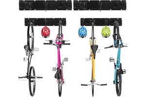 Sinoer Bike Wall Rack Bike Storage Wall Mount 40 Inch for 4 Bikes + 3 Helmets Tool Storage Hook Adjustable for Garage or Home Vertical Bike Rack, -2 Rails