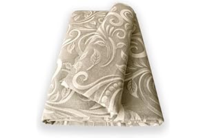 Home Tresor - Telo Arredo Copritutto, Granfoulard Copridivano, Arredatutto Telo Divano Grande 2 e 3 Posti, Copriletto Estivo Fantasia Arabesco (Matrimoniale 240x280 cm, Beige)