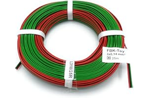 BELI-BECO Cable L318/25 – Cable trenzado de cobre 3 x 0,14 mm² (1 x 18 x 0,10 mm) – Cable triple – anillo de 25 m (colores Roco: rojo, negro y verde).