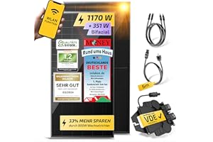 Solakon 1170W Balkonkraftwerk 800W komplett Steckdose - Balkonkraftwerk 1000 Watt neuester Wechselrichter 800W - Solaranlage Komplettset mit 585W Solarmodule - Photovoltaik Komplettanlage 5m Kabel