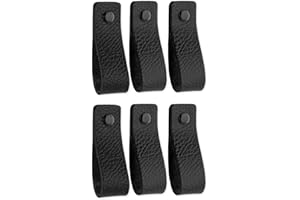 Brute Strength - Poignées en cuir pour meubles - Noir - 6 pcs - 16,5 x 2,5 cm - Poignée de meuble, Poignée de porte pour cuisine, salle de bain, armoires, commode, bois