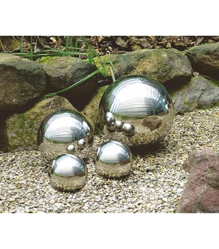 Mel-O-Design Deko Kugeln 4 Stück - Silberne Edelstahl Kugeln 10cm Für Garten