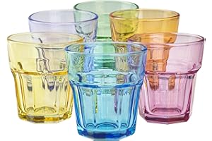 TREND FOR HOME 6 Verres Colorés 280 ml Verres à Jus et Soda Tumbler Verre Couleur Cocktail Coloré Gobelet a Punch Limonade à Eau, Gigi Rainbow Blast