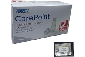 Glucorx Carepoint Diabetic Insulin Pen Tips 4mmx31G, 5mmx31G, 6mmx31G, 8mmx31G, 12mmx29G + FREE Tetra-Sole Travel Pouch (12mm 29G)