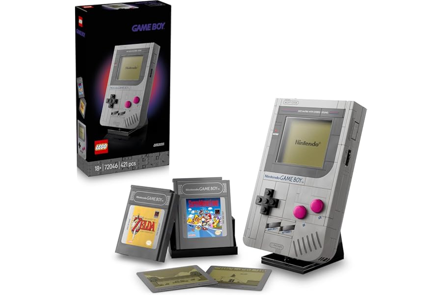 LEGO Super Mario Game Boy - Father's Day Gift - Nintendo Exhibition Model with 2 Cartridges with Lenticular Screens Included Zelda and Stand - Retro Thought for Adults Video Game Fans - 72046