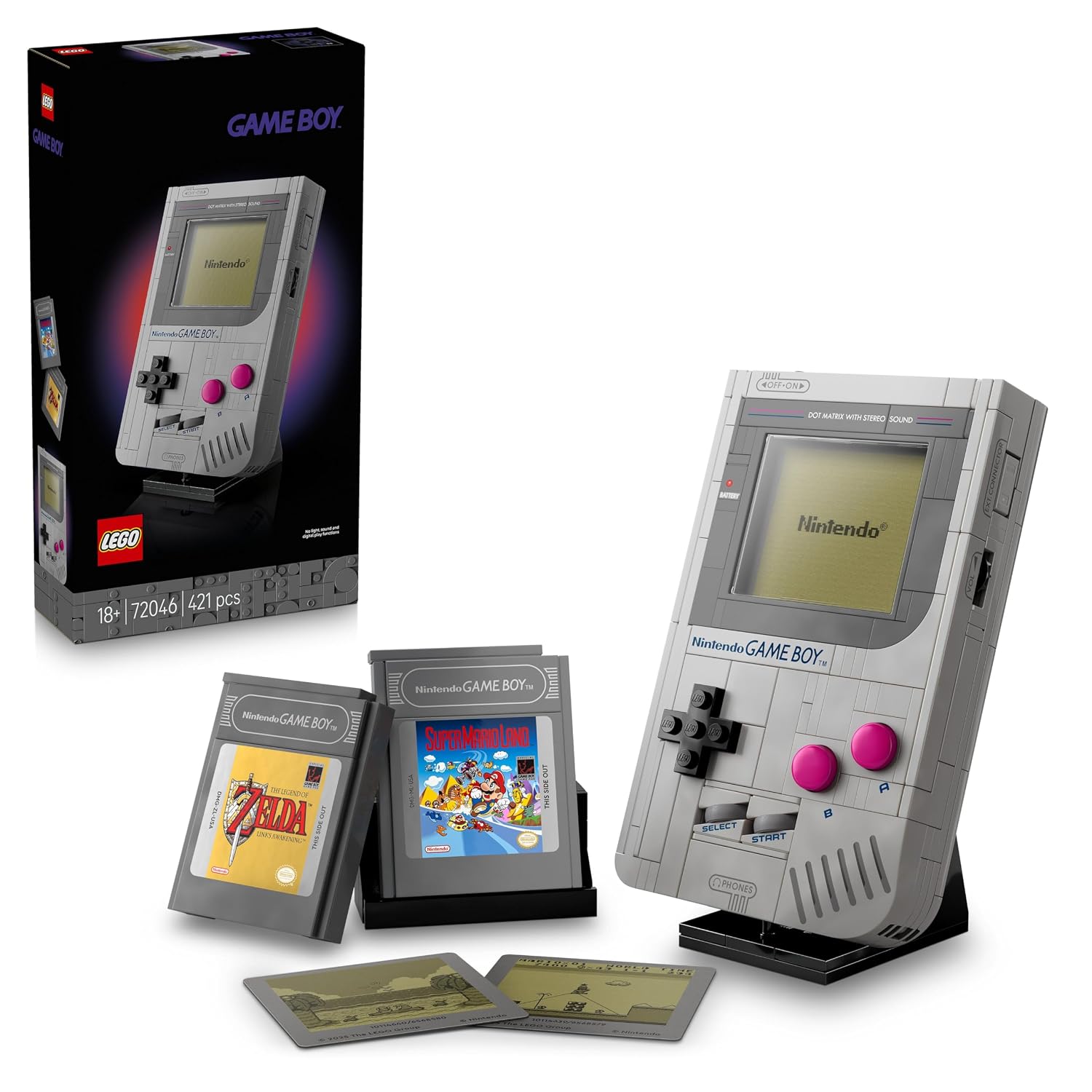 LEGO Super Mario Game Boy - Modellbau für Erwachsene - Nintendo Modell mit 2 Spielmodulen inkl. Zelda sowie Ständer - Retro Geschenk für Gaming Fans - 72046