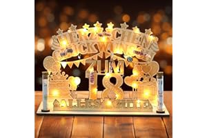 Hzdyopk Geldgeschenke Geburtstag, 18 Geburtstag Geschenk mit LED Lichterkette, Geschenk zum 18 Geburtstag für Mädchen Junge, Holz-Schild Gästebuch Kreatives 18. Geldgeschenke Dekoration