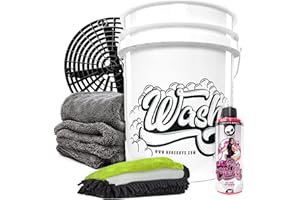 Nuke Guys Juego de lavado para coche para principiantes – Cubo de lavado con rejilla para la suciedad+champú para coche rosa cereza 0,5l+esponja de lavado 3en1+paño seco Gamma Dryer Twisted Pile XXL