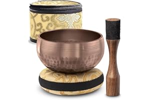 SILENT MIND Ensemble de bols chantants tibétains – Bol sonore authentique accordé à la main pour la méditation – Kit complet de bol de méditation avec coussin, maillet, boîte et guide – Cloche tibétaine parfaite