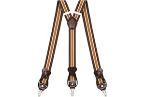 Kohentact Braces for Men with Clip and Button Attachment Options, Includes 6 Buttons, 1.4 Inch Width Y-Shape for Heights up to 6'7", Stainless Steel, XL Elasticity Adjustment Suspenders