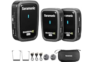 Saramonic Blink500 Prox Q20 Microfono da risvolto wireless, batteria da 10 ore, microfono wireless ricaricabile per fotocamera, PC, iPhone, Andriod, registrazione intervista, Vlog
