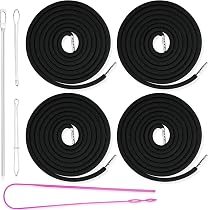 Lot De 4 Cordons De Serrage Noirs - Pour Pantalon Jogging, Sweat à Capuche, Remplacement Ceinture - 8