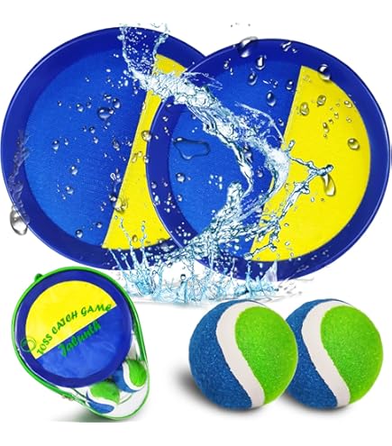 Gioco Di Lancio E Cattura Con Palle In Velcro - 2 Racchette E 2 Palle, Per Esterno E Interno (Blu E Giallo) - Foto 6