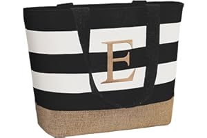 TAHAVICE Initial Canvas Tote Bag, Bolsas personalizadas para mujeres como regalo, Bolsa de playa para boda, cumpleaños, regalos personalizados para mujeres, mamá, profesoras, amigas, damas de honor