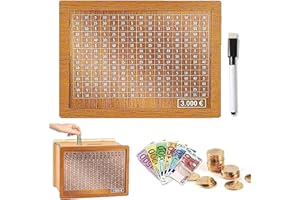 LONIMIA Spardose, Neue Spardose mit Zähler, 3000 Euro Sparziel, mit Acrylplatte, abwischbar, wiederverwendbar nach Erreichen des Ziels, Spargewohnheiten entwickeln, Holzspardose, Geschenk für Sich selbst!