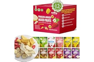 ONETANG Freeze-Dried Mixed Fruit, 12 Pack Single-Serve Pack, Non GMO, Kosher, No Add Sugar, Gluten free, Vegan, Holiday Gifts, Healthy Snack 0.35 Ounce