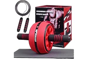 BUCHKLASSIKER Allenatore addominale AB roller con corda per saltare, rullo addominale Attrezzatura per allenamento, ausilio per allenamento fitness per la forza muscolare