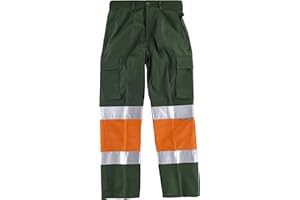 WORK TEAM Teamwork WorkTeam Pantalón con 2 Cintas de Alta Visibilidad y Reflectante, Refuerzos y Multibolsillos. EN471. Unisex