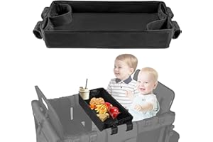 COOCAKE Stroller Snack Tray Compatible with Wonderfold Wagon W2，W2 Wagon Accessories with Cup Holders Waterproof Stroller Tray for Snacks & Activities （W2 Model)