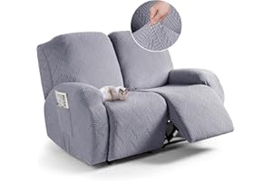 TAOCOCO Recliner Chair Cover, Stretch Sofa Cover 2 Seater With Arm Rest, Couch Cover Soft, Machine Washable Recliner Sofa Protector (Light Grey, 2 seater)
