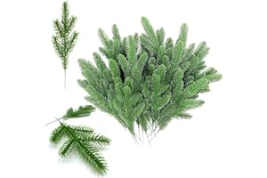 XIAQICA 60 Pezzi Pino Artificiale Piante Verdi Rami Abete Impostore Natale Artificiali Ghirlande di Pino Sempreverdi per Fai Da Te Creare una Ghirlanda Natale