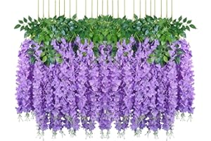 Pauwer 24 Pièces Artificielle Fleurs Faux Wisteria Vigne Glycine Artificielles Flowers en Soie pour la Maison Jardin Partie De Mariage Décoration