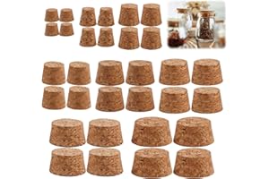 VYLRO 32 Stück Kegelförmige Korken Set,8 Größen Korkenstöpsel,Korkverschluss,Wiederverwendbare Konische Korkstopfen,Versiegelte Ersatzkorken,Kork Zum Basteln für Weinflaschen,Glasflaschen,Einmachgläser
