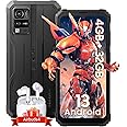 Blackview Rugged Phone, BV4800 4GB+32GB/2TB Expand, Rugged Smartphone Android 13, 5180mAh Battery, 13MP Waterproof Phone, 6.56''HD+, 4G Dual SIM Mobile Phone Unlocked, Face ID, Glove Mode -Black