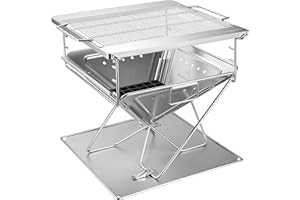 camping moon Portable Takibi Fire and Grill, Stainless Steel Fire Pit MT-055