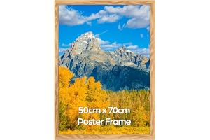 Vasemouh Ram 50 x 70 cm i rustik MDF trä, naturlig väggram (vertikal/horisontell display), för foton, affischer och konstverk