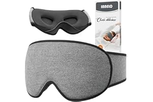 INNELO Masque de sommeil en coton pour les personnes dormant sur le côté, Masque de Nuit 3D avec protection auditive, ultra doux et confortable, Masque pour les yeux à Velcro, homme-femme, Gris