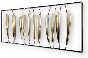 mosa designs Cuadro de metal 3D Umano, decoración de pared, 120 x 45 cm, en dorado o multicolor (dorado)
